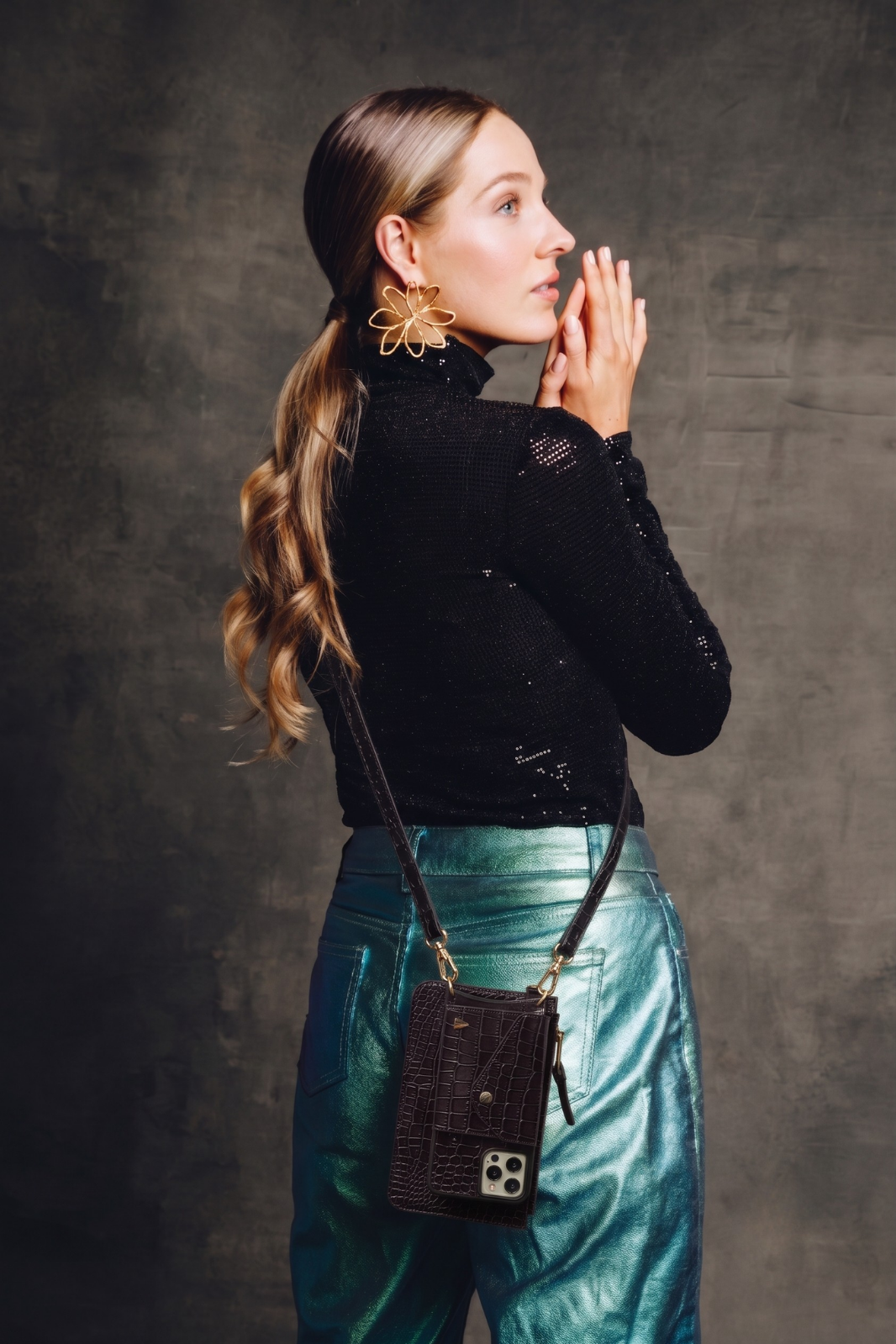 Hestia Crossbody Combo - Black Croc - Crossbody Combo- My Armadura
