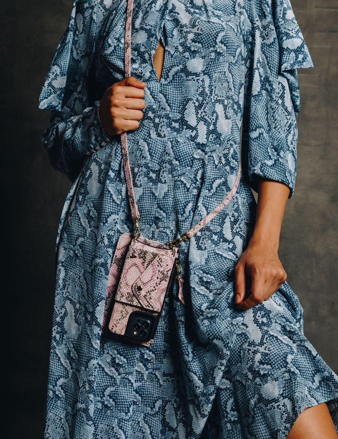 Hestia Crossbody iPhone Combo - Pink Python - Crossbody Combo- My Armadura
