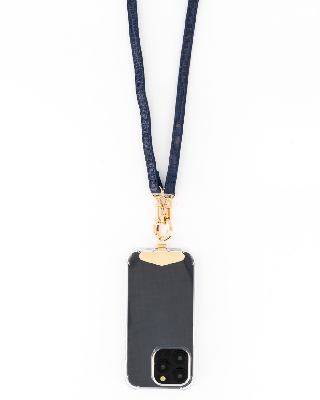 Hestia Crossbody Phone Strap with Clip - Blue Croc - Crossbody Set- My Armadura