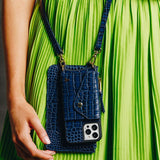 Hestia Crossbody iPhone Combo - Blue Croc - Crossbody Combo- My Armadura