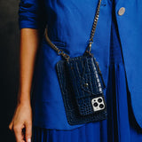 Maia Crossbody iPhone Combo - Blue Croc - Crossbody Combo- My Armadura