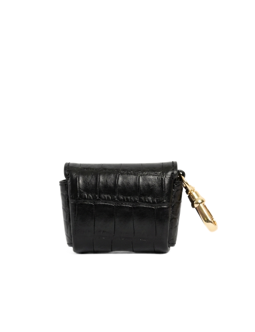 Premium Leather AirPods Pouch in Black Croc - - My Armadura