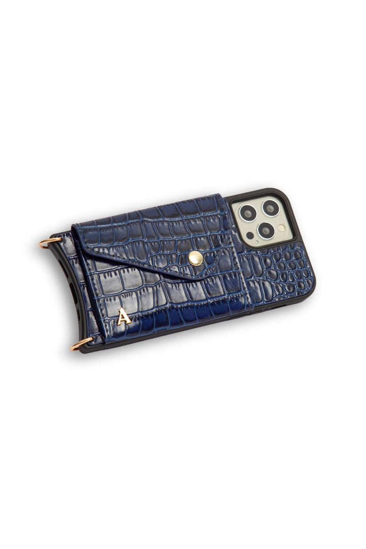 Maia Crossbody iPhone Combo - Blue Croc - Crossbody Combo- My Armadura