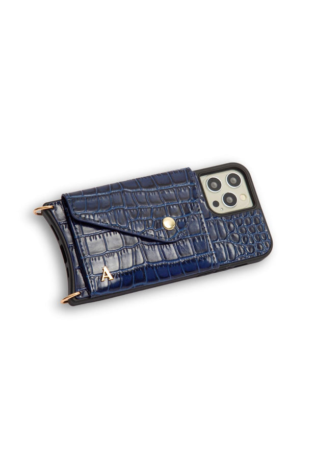 Hestia Crossbody iPhone Combo - Blue Croc - Crossbody Combo- My Armadura