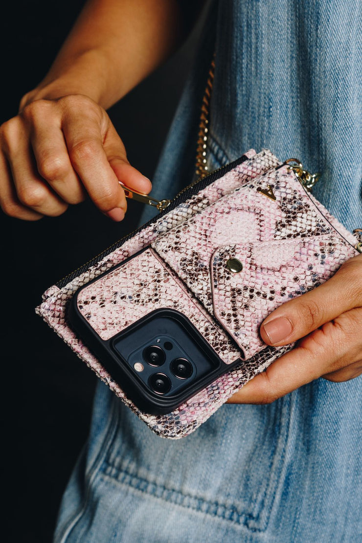 Maia Crossbody iPhone Combo - Pink Python - Crossbody Combo- My Armadura