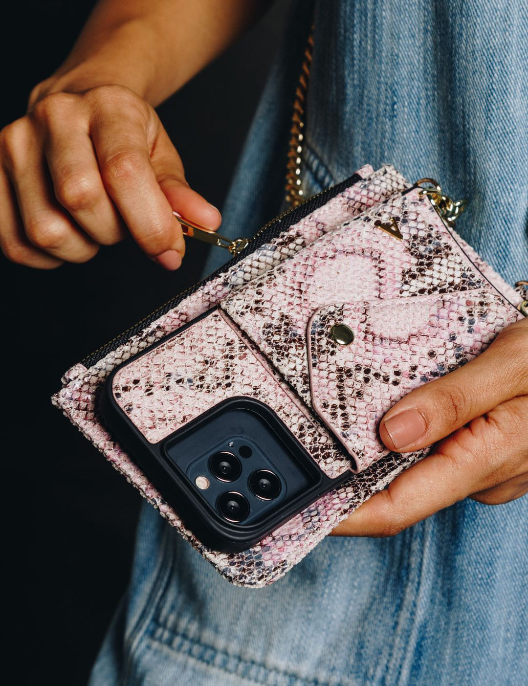 Maia Crossbody iPhone Combo - Pink Python - Crossbody Combo- My Armadura