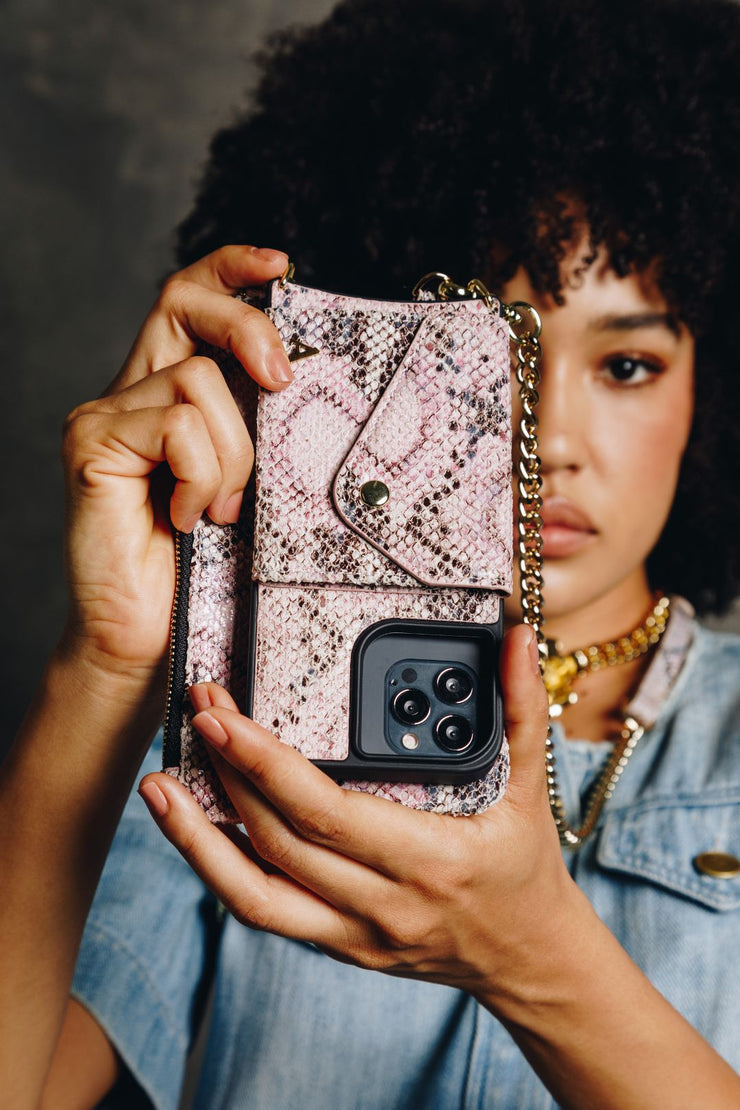 Maia Crossbody iPhone Combo - Pink Python - Crossbody Combo- My Armadura