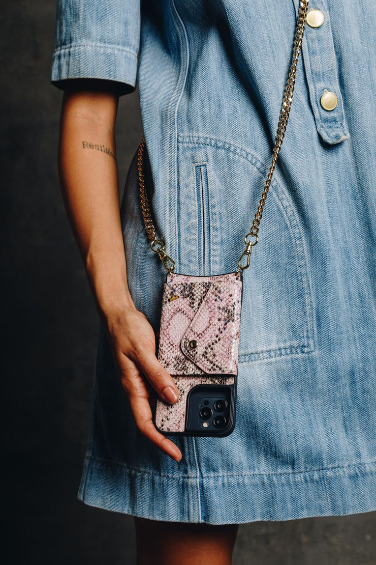 Maia Crossbody iPhone Set - Pink Python - Crossbody Set- My Armadura