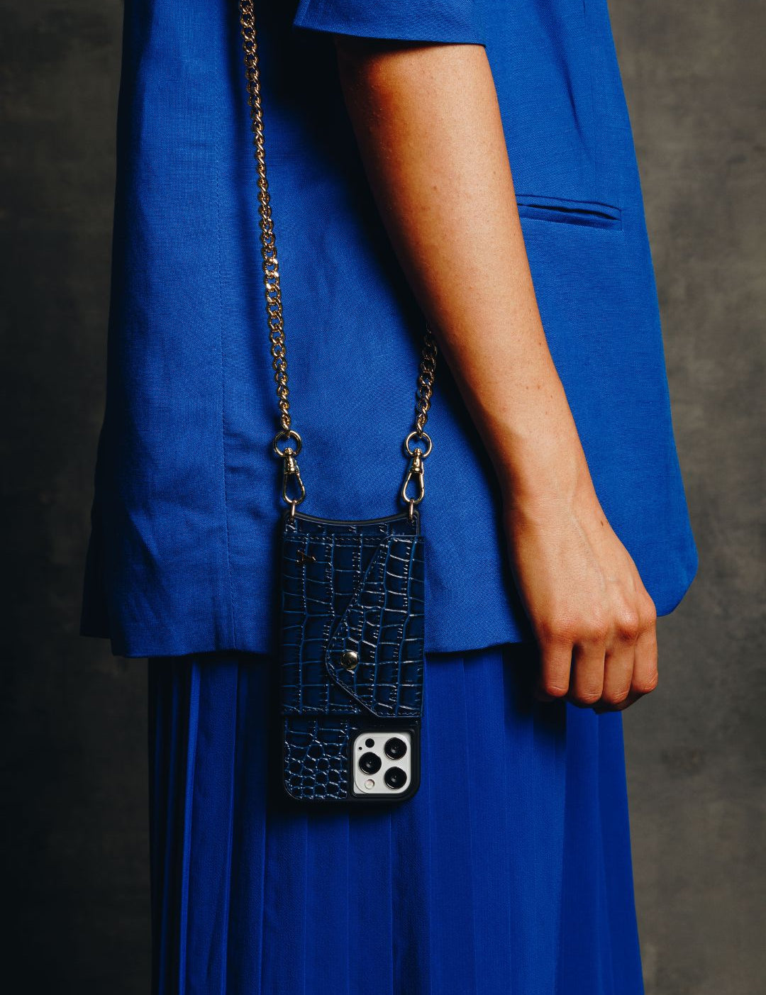 Maia Crossbody iPhone Set - Blue Croc - Crossbody Set- My Armadura