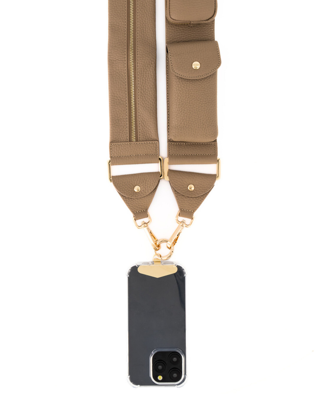 Athena Crossbody Phone Strap with Clip - Taupe - Crossbody Set- My Armadura