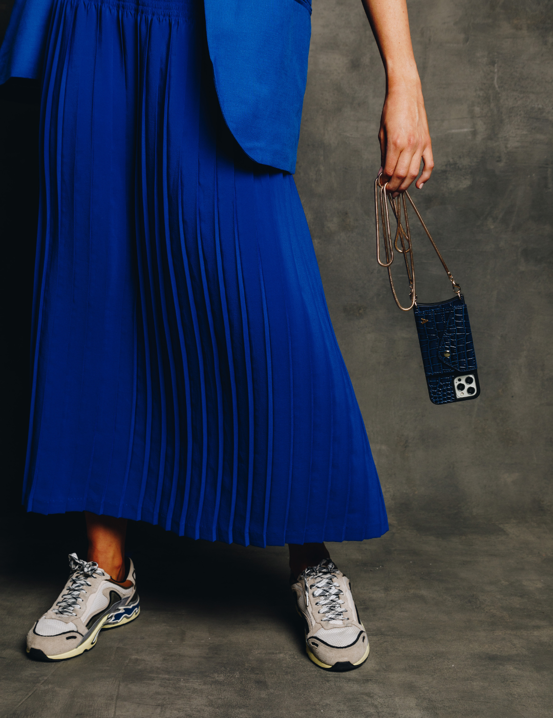 Aphrodite Crossbody iPhone Set - Blue Croc - Crossbody Set- My Armadura