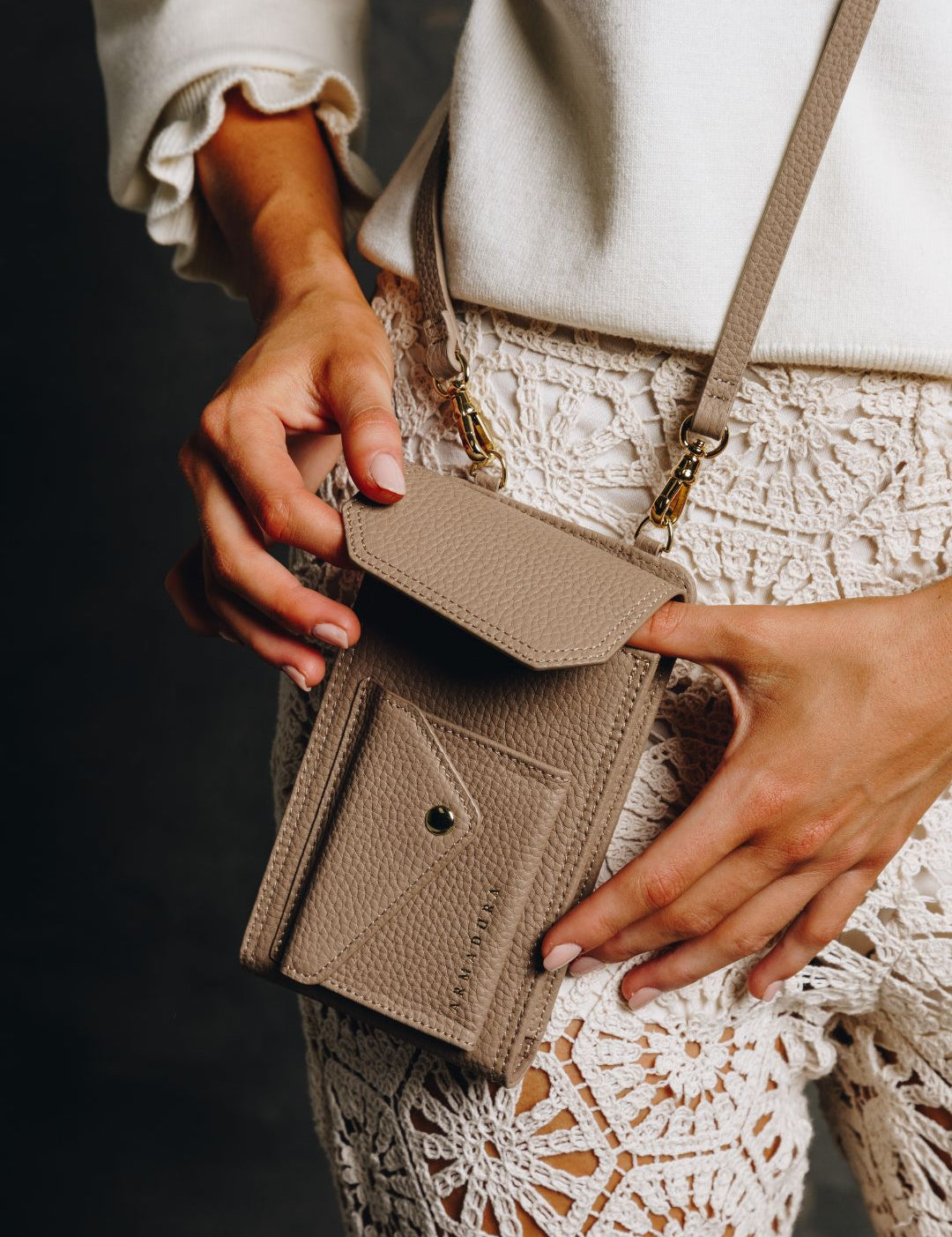 Hestia Crossbody Phone Holster Set - Taupe - Crossbody Set- My Armadura