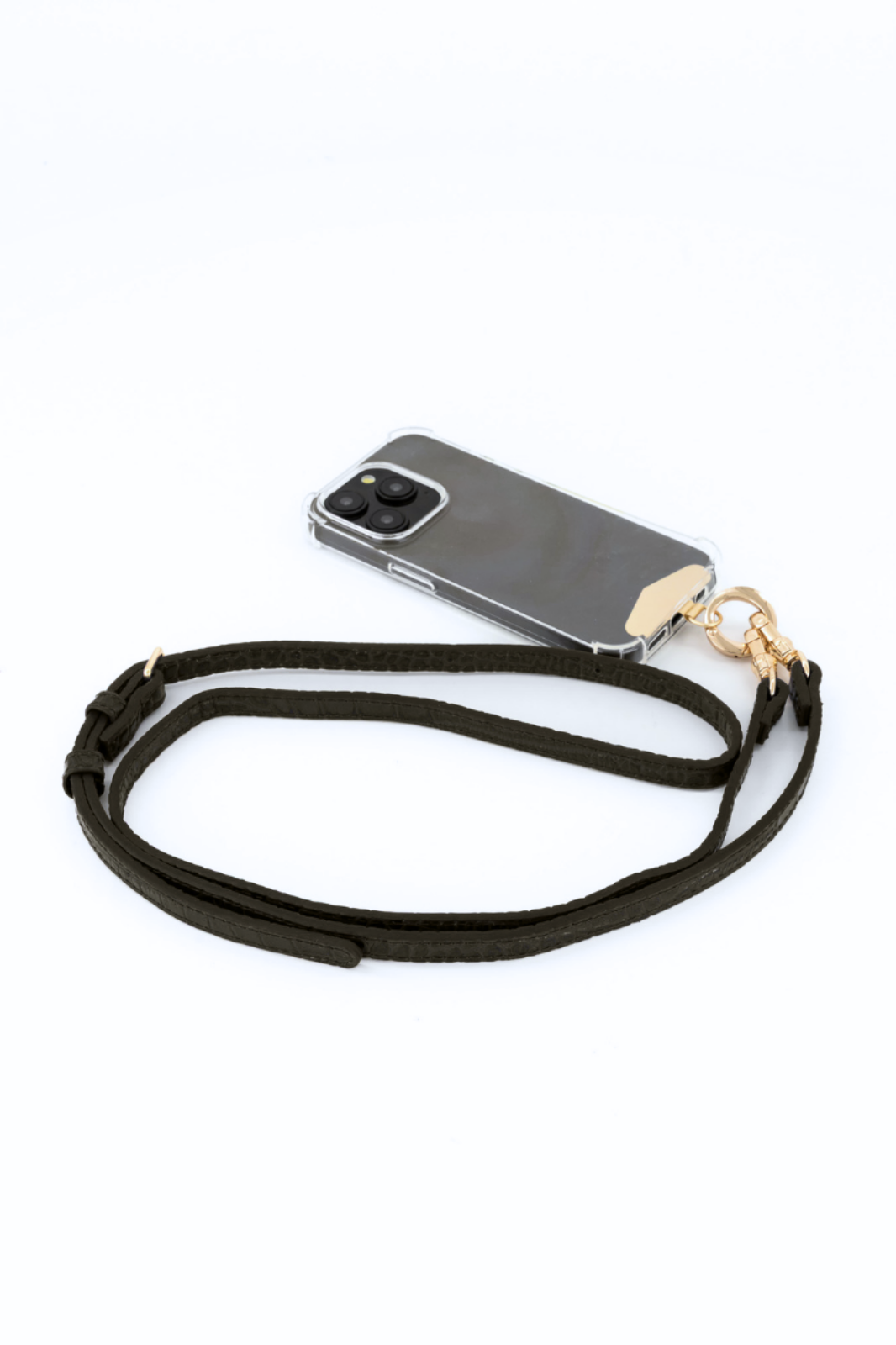Hestia Crossbody Phone Strap with Clip - Black Croc - Crossbody Set- My Armadura