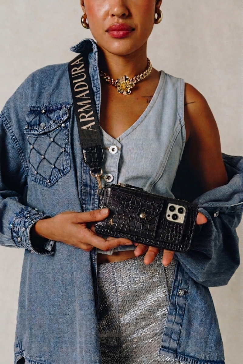 Armadura Crossbody iPhone Combo - Black Croc - - My Armadura