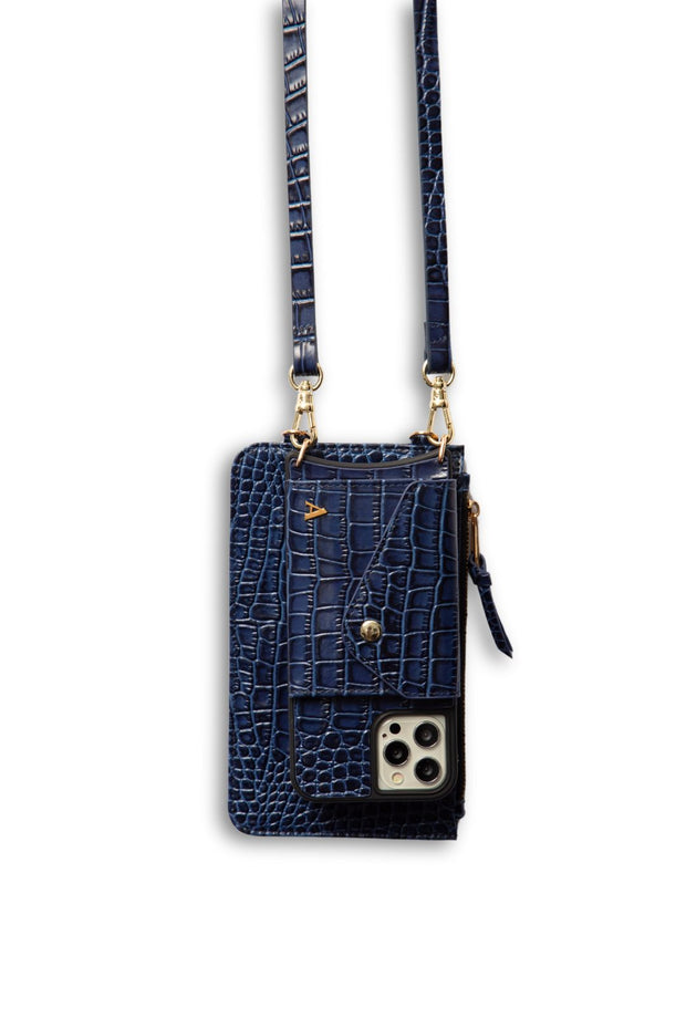 Hestia Crossbody iPhone Combo - Blue Croc - Crossbody Combo- My Armadura