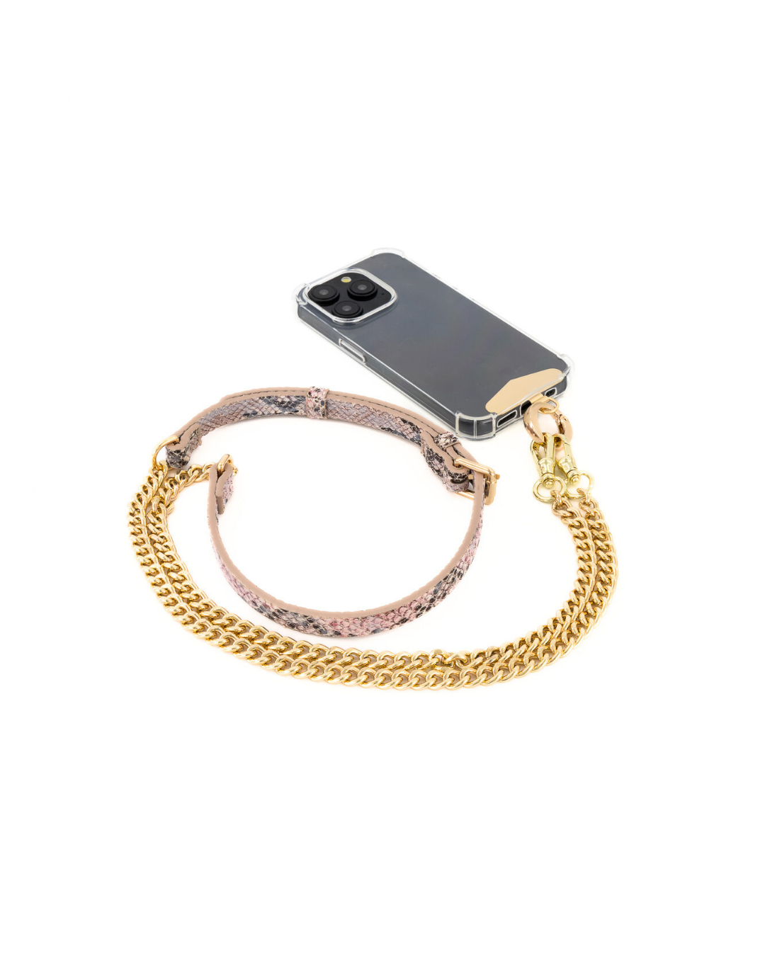 Maia Crossbody Phone Strap with Clip - Pink Python - Crossbody Set- My Armadura