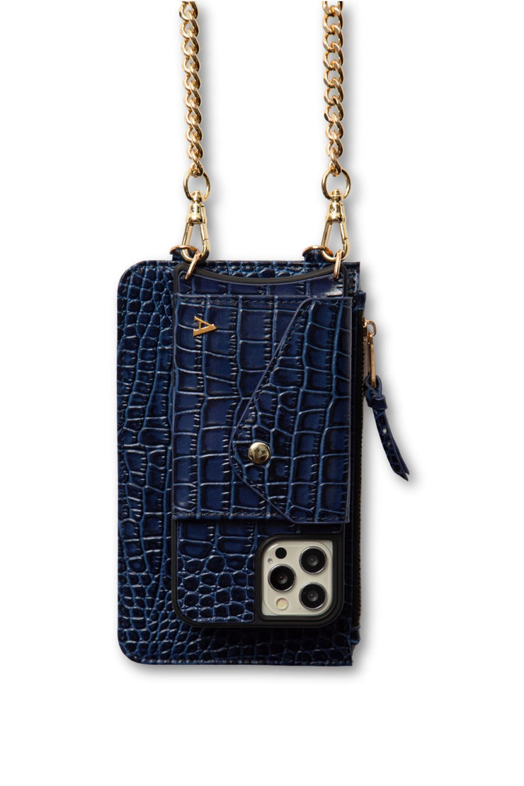 Maia Crossbody iPhone Combo - Blue Croc - Crossbody Combo- My Armadura