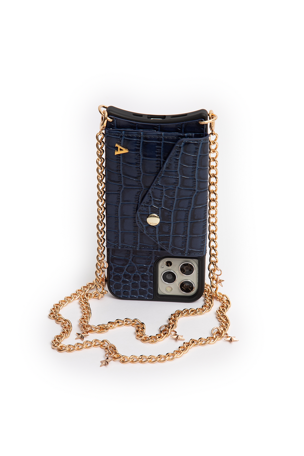 Venus Crossbody iPhone Set - Blue Croc - Crossbody Set- My Armadura