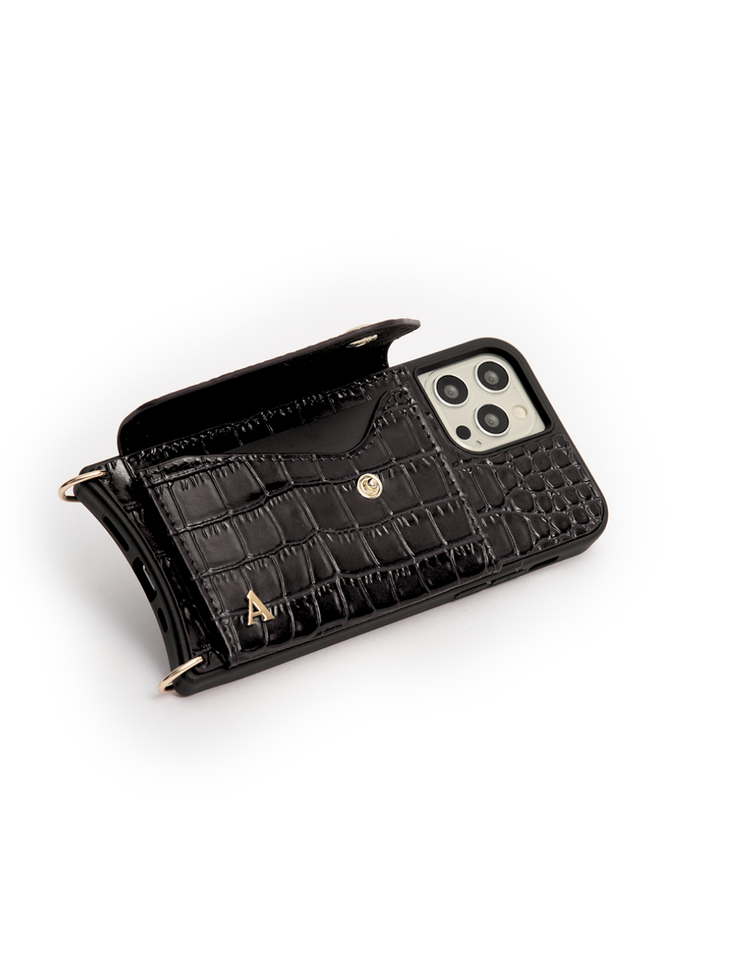 Hestia Crossbody iPhone Set - Black Croc - - My Armadura