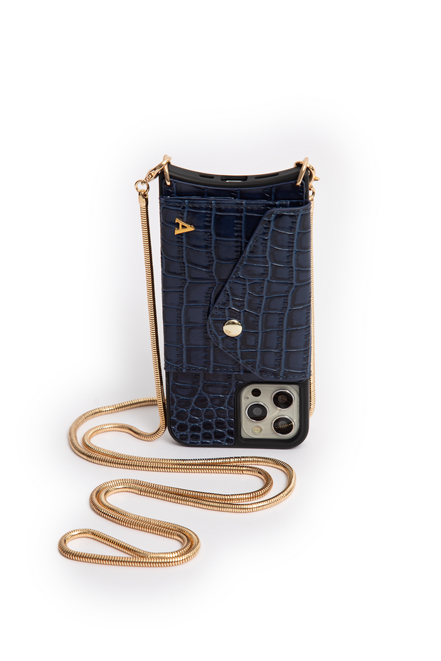 Aphrodite Crossbody iPhone Set - Blue Croc - Crossbody Set- My Armadura