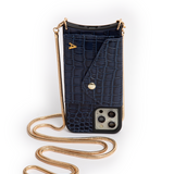 Aphrodite Crossbody iPhone Set - Blue Croc - Crossbody Set- My Armadura