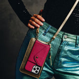 Hestia Crossbody iPhone Combo - Fuchsia on Gold - Crossbody Combo- My Armadura