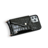Hestia Crossbody iPhone Set - Black Croc - Crossbody Set- My Armadura