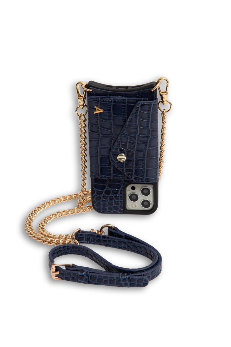 Maia Crossbody iPhone Set - Blue Croc - Crossbody Set- My Armadura