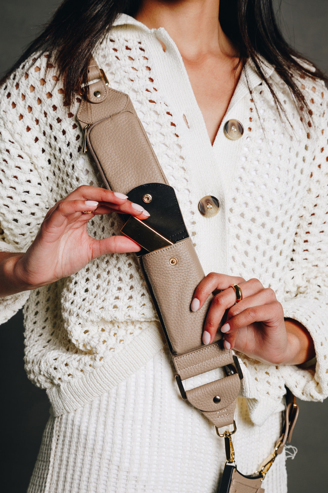 Athena Crossbody Phone Strap - Taupe - Crossbody Strap- My Armadura