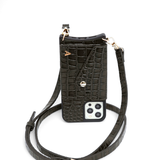 Hestia Crossbody iPhone Set - Black Croc - Crossbody Set- My Armadura