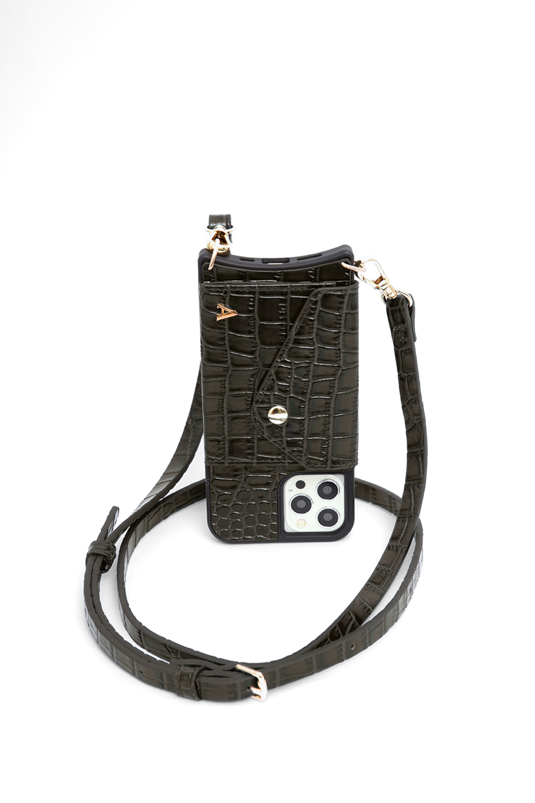 Hestia Crossbody iPhone Set - Black Croc - Crossbody Set- My Armadura